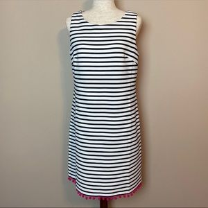Heyton Black & White Striped Pom Pom Shift Dress